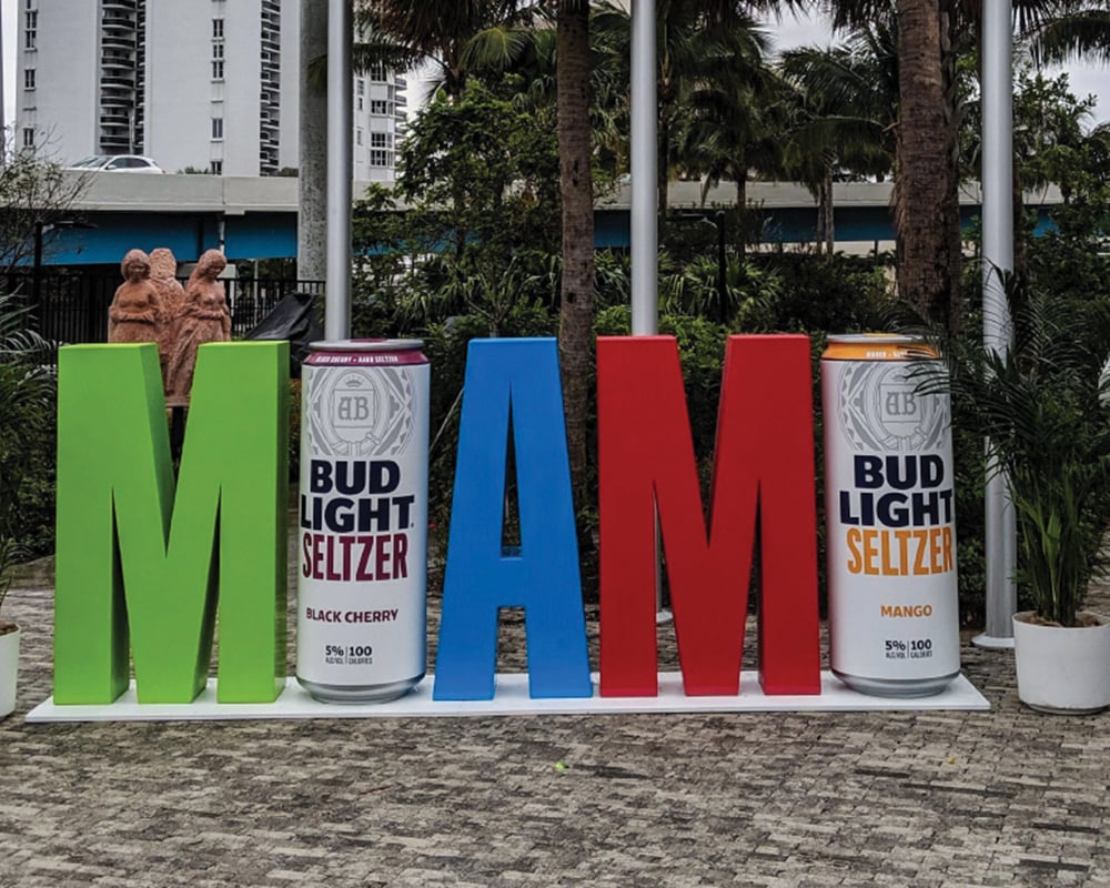 3d Elements & Signs - dimensional signage - bud light seltzer miami